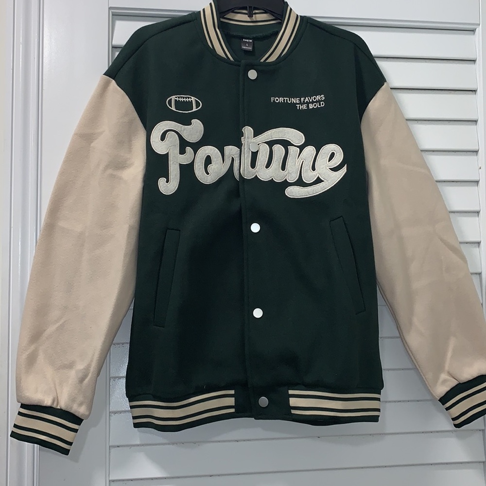 🏆Green &white Varsity Jacket - Picture 2 of 5